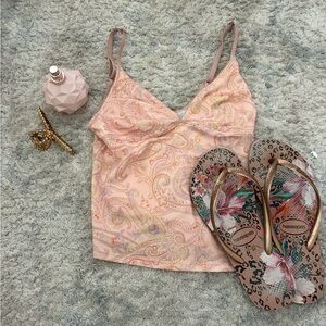 Urban Outfitters Pink Paisley Camisole Summer Halter Top Cute